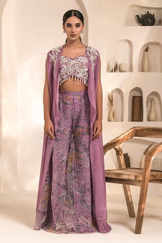 Label Astha Chhabra Embroidered Cape & Printed Sharara Set 