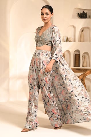 Label Astha Chhabra Floral Print Jacket & Pant Set 