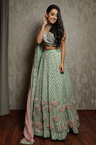 Label Astha Chhabra Chevron Embroidered Lehenga Set 