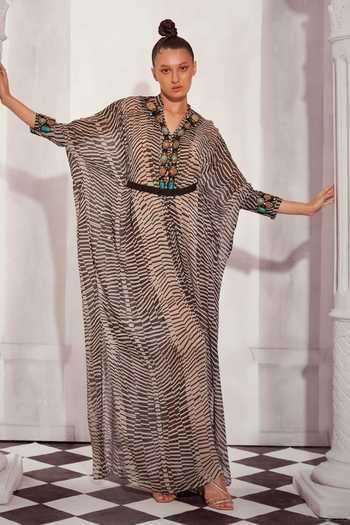Nikita Mhaisalkar Checkered Print Kaftan With Belt 