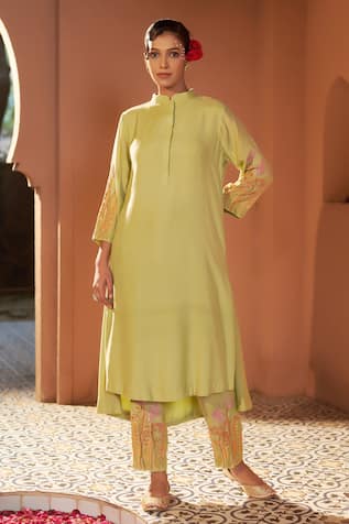 Sonia Khatri Embroidered Sleeve Kurta & Pant Set 