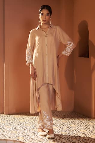 Sonia Khatri Cashmere High Low Embroidered Kurta & Pant Set 