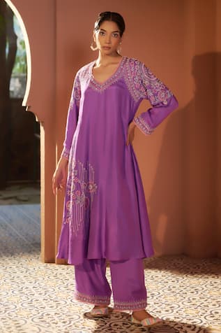 Sonia Khatri Pankhudi Floral Embroidered Kurta With Palazzo 