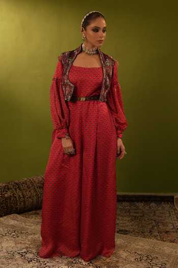 Aditi Gupta Zardozi Embroidered Jumpsuit With Jamavar Jacket 