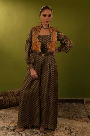 Aditi Gupta Floral Pattern Jumpsuit With Jamavar Jacket 