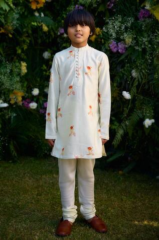 Shyam Narayan Prasad Floral Print Chanderi Kurta Set 