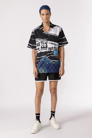 Line out line Abstract Print Shirt 