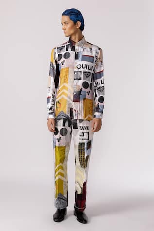 Line out line Bauhaus Mosaic Print Shirt 