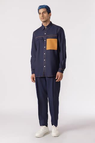 Line out line Solid Cotton Shirt 