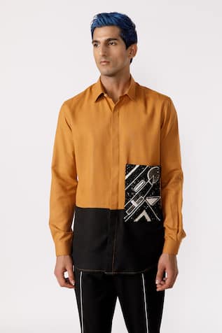 Line out line Geometric Harmony Patch Work Shirt 