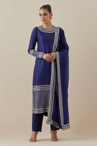 PRIYAL PRAKASH Neckline Embroidered Kurta Pant Set 