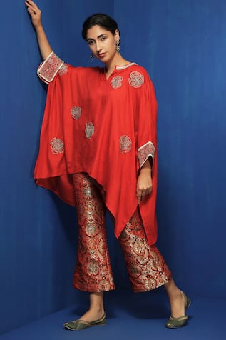 Krishna Mehta Chanderi Hand Embroidered Kaftan 