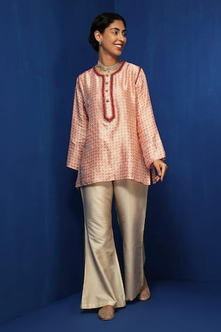 Krishna Mehta Geometric Hand Block Print Kurta 