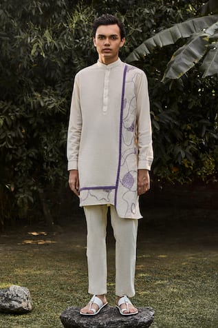 Vaani Beswal Aridian Kantha Embroidered Cutwork Kurta 