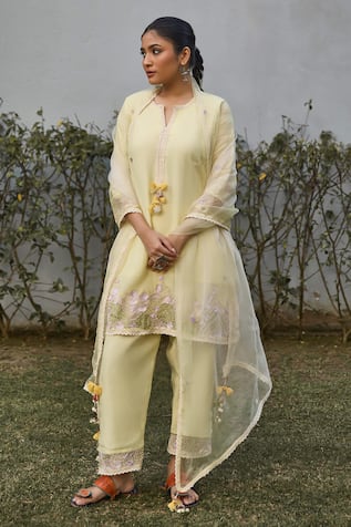 Vaani Beswal Dalan Hand Embroidered Kurta Trouser Set 