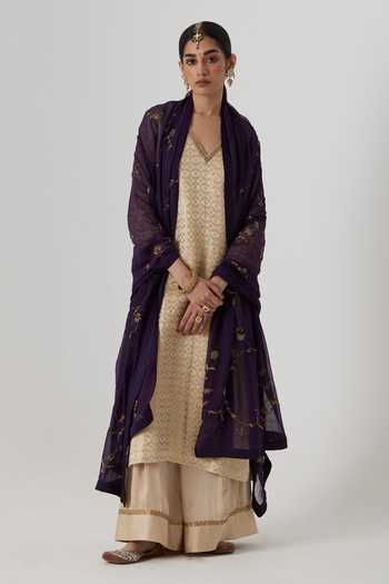 Rhua Prisha Bloom Jaal Woven Kurta Sharara Set 