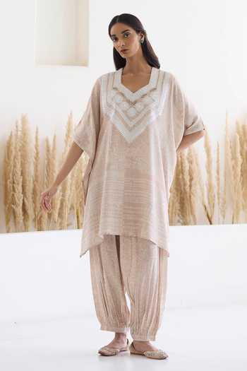 Inej Geometric Embroidered Kaftan & Salwar Set 