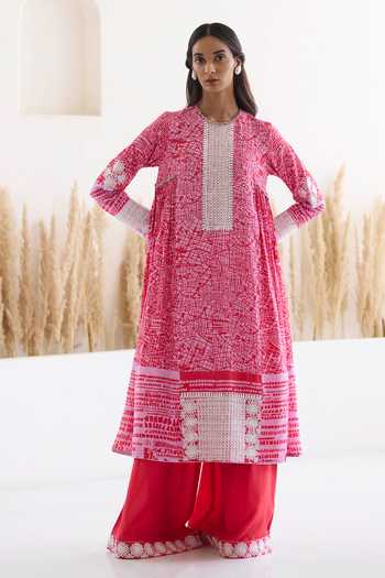 Inej Cotton Silk Printed Anarkali & Palazzo Set 