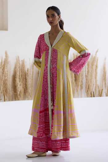Inej Abstract Print Anarkali & Palazzo Set 