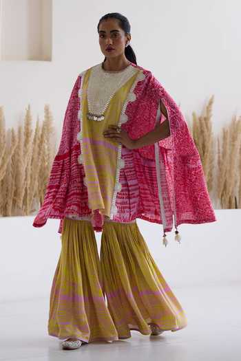 Inej Printed Cape Top & Gharara Set 