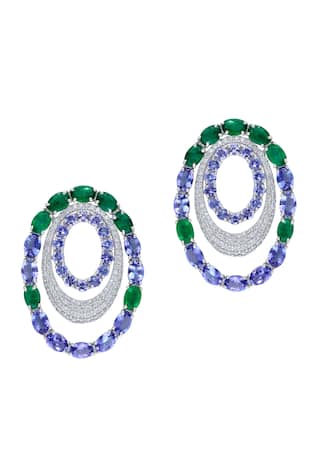 KAJ Fine Jewellery 18KT White Gold Azure Circular Earrings 