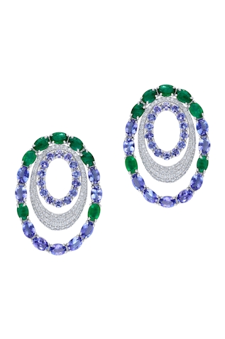 KAJ Fine Jewellery 18KT White Gold Azure Circular Earrings