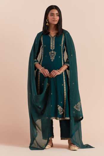 Priya Chaudhary Chanderi Floral Print Kurta Set 