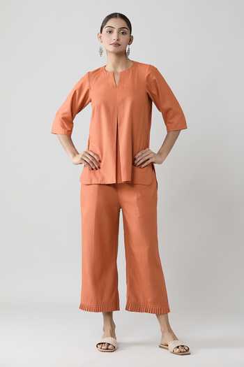 Naintara Bajaj Pleated Top & Solid Pant Co-ord Set 