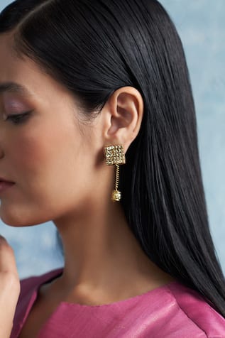 Charkhee Stones Embellished Drop Earrings 