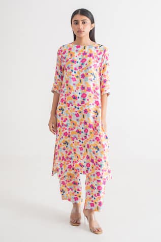 Merakus Floral Print Kurta & Pant Set 