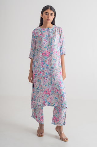 Merakus Doodle Print Kurta & Pant Set 