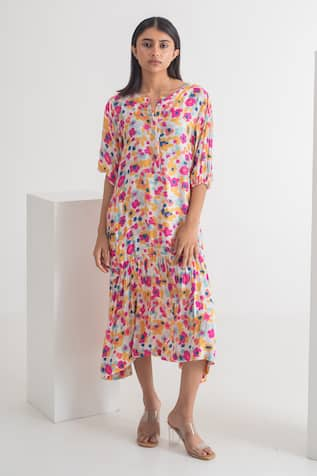 Merakus Floral Print Dress With Slip 