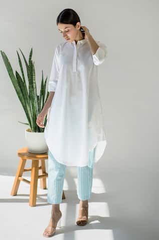 Merakus Solid Tunic With Striped Pant 