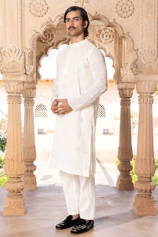 Preevin Blossom Mirror Floret Embroidered Kurta Set 