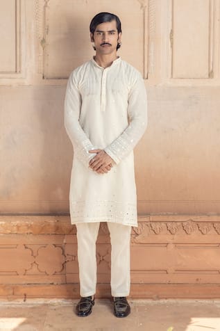 Preevin Mirror Floweret Embroidered Kurta Set 