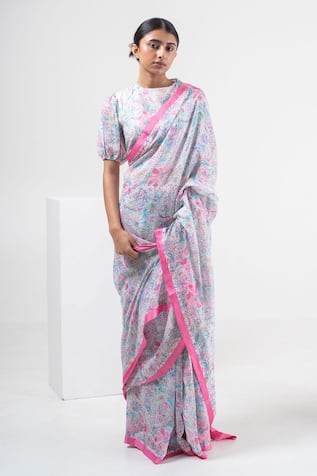 Merakus Chanderi Silk Printed Saree With Blouse 