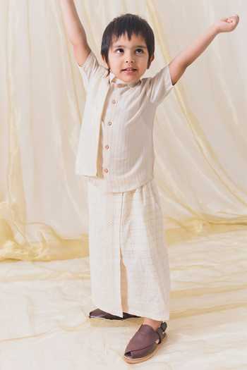Tiber Taber Happy Hero Stripe Woven Shirt With Mundu 