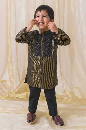 Tiber Taber Gold Striped Kurta Set 