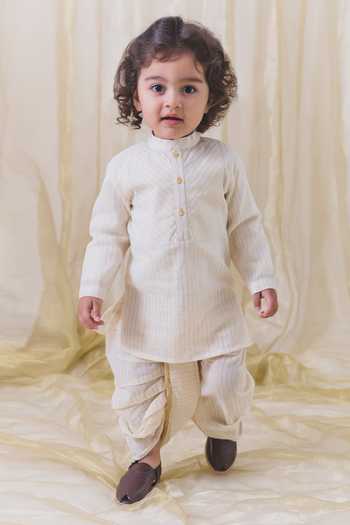 Tiber Taber Striped Woven Kurta With Dhoti Pant 