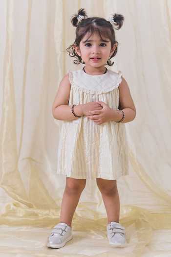 Tiber Taber Shimmery Striped Dress With Bloomer 