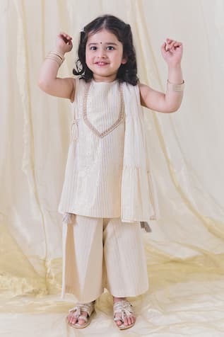 Shimmery Lurex Striped Kurta Palazzo set 