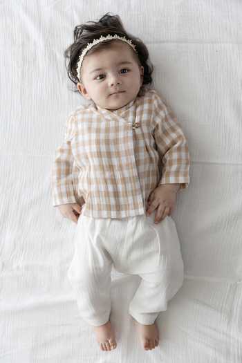 Tiber Taber Woven Checkered Pattern Jhabla Set 