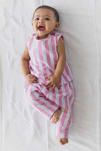 Tiber Taber Little Champ Striped Woven Jhabla Set 
