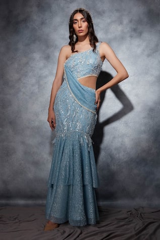 Saaj by Ankita Layered Mermaid Cut Saree Gown 