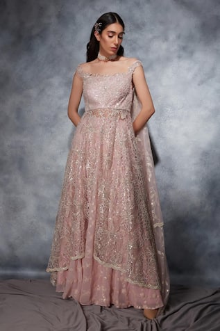 Saaj By Ankita Jaal Embellished Asymmetric Jacket Lehenga Set 