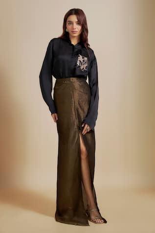 Masumi Mewawalla Patch Embroidered Shirt & Skirt Set 