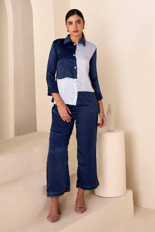 Savaaya Tonal Colourblock Shirt With Pant 