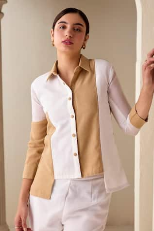 Savaaya Colourblock High Low Shirt 