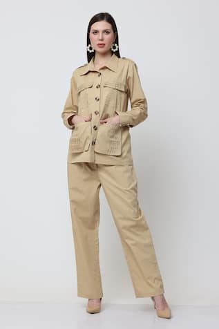 Midori By Sgv Glaze Pleated Shirt With Pant 