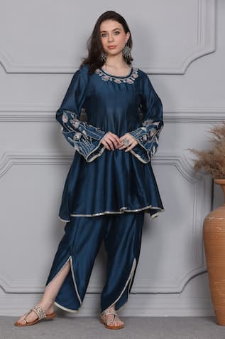 Midori By Sgv Kali Zari Embroidered Anarkali With Petal Pant 